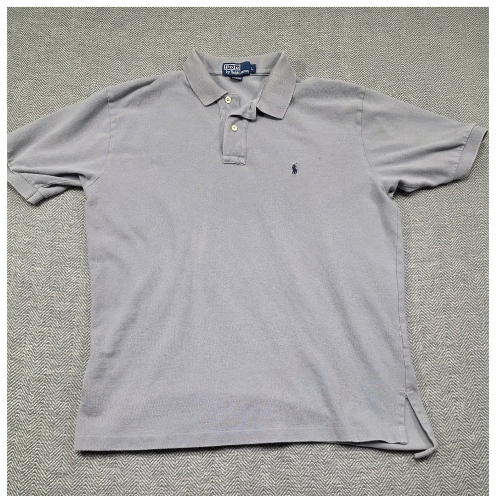 Polo Ralph‎ Lauren Mens Gray Short Sleeve Cotton Pique Polo Shirt Size L